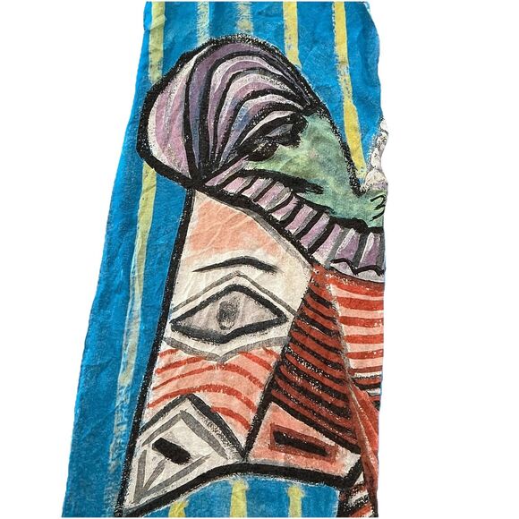 Brochier Pablo Picasso Bust of a Woman with a Striped Silk Square Scarf 50x15 - Picture 7 of 9